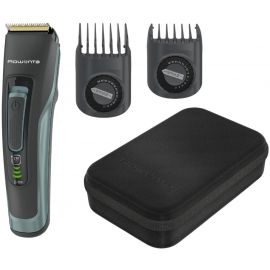 Rowenta Машинка для стрижки Advancer, для бороди, вусів, голови, мережа+акум., роторний мотор, насадок-2, кейс, титан.напил., темно-зелений