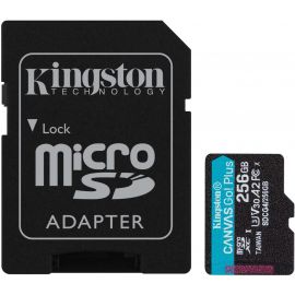 Карта пам'яті Kingston microSD  256GB C10 UHS-I U3 A2 V30 R200/W160MB/s + SD