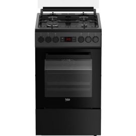 Плита Beko комбінована, 60л, 50x60см, дисплей, конвекція, чавун, чорний