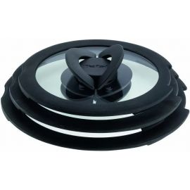 Набір скляних кришок Tefal Ingenio, 16см, 18см, 20см, скло, пластик, чорний