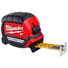 Рулетка Milwaukee Premium, 8мх27мм, з фіксатором змотування, АБС-пластик, магніт