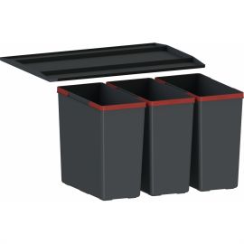 Сортер для сміття Franke Easysort 600-3-0, 3 x 14.5 л, кришка,  чорний пластик