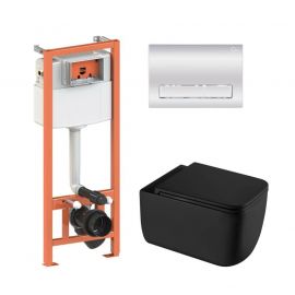 Готове рішення Qtap для ванної кімнати: підвісний унітаз Gemini Ultra Quiet 530х365х373 + комплект інсталяції Nest 4 в 1 (лінійна клавіша Chrome)