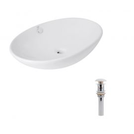 Комплект Qtap Dove: Раковина накладна 635x420x150 мм, White, овальна + Донний клапан Pop-up PU02O