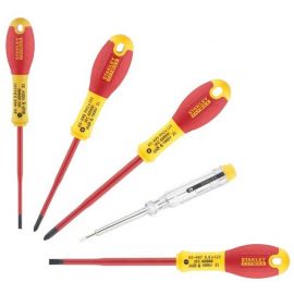 Викрутка Stanley FatMax набір 7шт, для робіт під напругою 1000В, прямий шліц 3.5х75мм/ 5.5х150мм, викрутки під шліц Philips Ph1x100/ Ph2x125