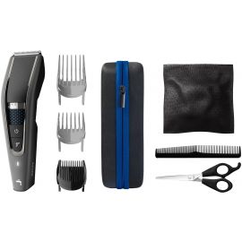 Машинка для стриження  Philips Series 7000, акум., роторний мотор, насадок-3, кейс,ножиці, гребінець в компл, сталь, чорно-сірий
