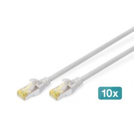 Патч-корд DIGITUS CAT 6a S-FTP, 1м, AWG 26/7, Cu, LSZH, сірий, 10шт.