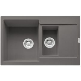 Кухонна мийка Franke Maris, фраграніт, прямокут., з крилом, 780х500х200мм, чаша-2, накладна, сірий камінь