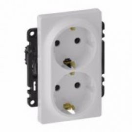 Розетка зі шторками подвійна Schuko Legrand Valena LIFE, 16А, 250V, автоматичні клеми, білий