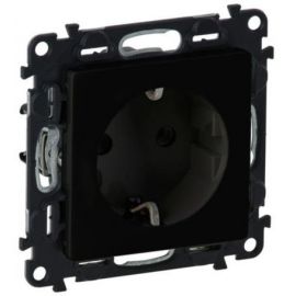 Розетка 2К+З Schuko Legrand Valena Life, 16А, 250V, зі шторками, автоматичні клеми, матовий чорний