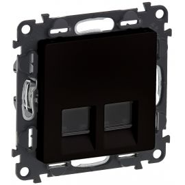 Розетка подвійна RJ45 кат. 5e UTP Legrand Valena Life, з накладками, матовий чорний