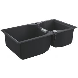 Мийка кухонна Grohe K700, граніт, прямокут., без крила, 900x500x230мм, чаша - 2, врізна/під стільницю, чорний граніт