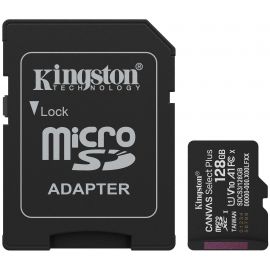 Карта пам'яті Kingston microSD  128GB C10 UHS-I A1 V10 R150MB/s + SD