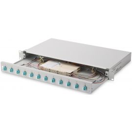 Оптична панель DIGITUS 19' 1U, 12xLC duplex, incl, Splice Cass, OM3 Color Pigtails, Adapter