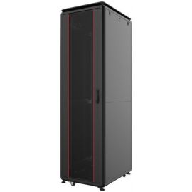 Шафа MIRSAN 19", 32U, GTV, скляні двері, 600x600 мм, максимально 2000 кг, чорна
