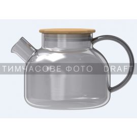 Заварник Ardesto Graphite 1000мл, боросилікатне скло, бамбук, cірий