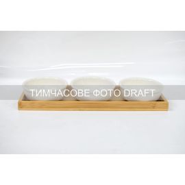 Набір соусників на підставці Ardesto Midori, 3шт., 160мл, порцеляна, бамбук