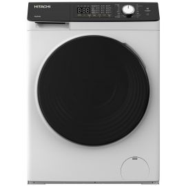 Пральна машина Hitachi фронтальна, 8кг, 1400, A+++, 60см, дисплей, пара, інвертор, люк чорний, білий