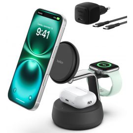 Зарядний пристрій бездротовий Belkin UltraCharge Pro 3-in-1 Magnetic Charging Dock 25Вт, Charcoal