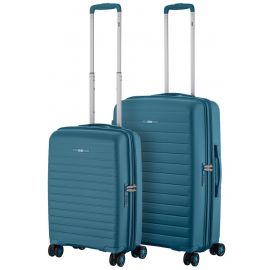 Набір валіз 2E, Aero, поліпропілен, (M+S), TSA, 4 колеса, EXP, синій