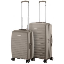 Набір валіз 2E, Aero, поліпропілен, (M+S), TSA, 4 колеса, EXP, сіро-коричневий