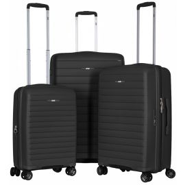Набір валіз 2E, Aero, поліпропілен, (L+M+S), TSA, 4 колеса, EXP, чорний