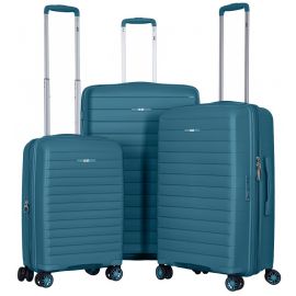 Набір валіз 2E, Aero, поліпропілен, (L+M+S), TSA, 4 колеса, EXP, синій