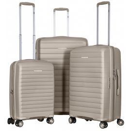 Набір валіз 2E, Aero, поліпропілен, (L+M+S), TSA, 4 колеса, EXP, сіро-коричневий