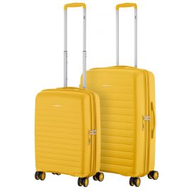 Набір валіз 2E, Aero, поліпропілен, (M+S), TSA, 4 колеса, EXP, бурштиново-жовтий