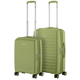 Набір валіз 2E, Aero, поліпропілен, (M+S), TSA, 4 колеса, EXP, оливково-зелений