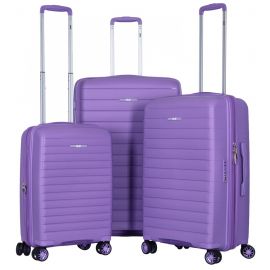 Набір валіз 2E, Aero, поліпропілен, (L+M+S), TSA, 4 колеса, EXP, лавандовий