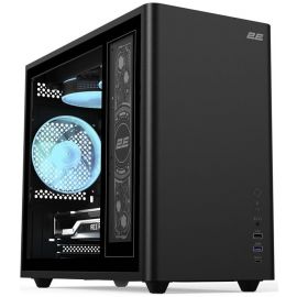 Корпус 2E Credo Plus V350BG без БЖ, 1xUSB3.0, 1х USB 2.0, 1xUSB Type-C, 3x120мм ARGB, VGA 350мм, LCS ready, контролер з пультом, TG Side Panel, mATX, чорний