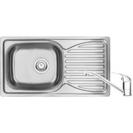 Набір для кухні Deante Doppio, сталева мийка ZEN_0113 + змішувач BYU_060M, сатін