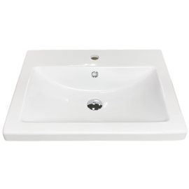Раковина, умивальник Adamant CERS, штучний камінь, прямокут., з отвором для змішувача, з отвором для переливу, 595x450x158мм, накладний, білий