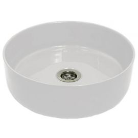 Раковина, умивальник Adamant ARENA, штучний камінь, кругла, без отвору для змішувача та переливу, 360х113мм, накладний, білий