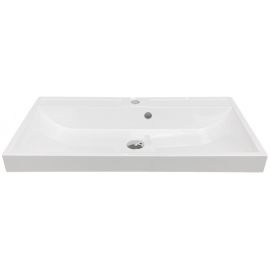 Раковина, умивальник Adamant STRENG NEW, штучний камінь, прямокут., з отвором для змішувача, з отвором для переливу, 790x410x123мм, накладний, білий