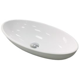 Раковина, умивальник Adamant ANDERE NEW, штучний камінь, овальна, без отвору для змішувача та переливу, 590х295х130мм, накладний, білий
