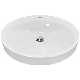 Раковина, умивальник Adamant Lauf New, штучний камінь, овальна, без отвору для змішувача, з отвором для переливу, 540х445х130мм, накладний, білий