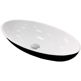 Раковина, умивальник Adamant ANDERE NEW, штучний камінь, овальна, без отвору для змішувача та переливу, 590х295х130мм, накладний, чорно-білий