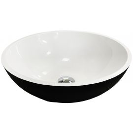 Раковина, умивальник Adamant KREIS, штучний камінь, кругла, без отвору для змішувача та переливу, 420х150мм, накладний, чорно-білий
