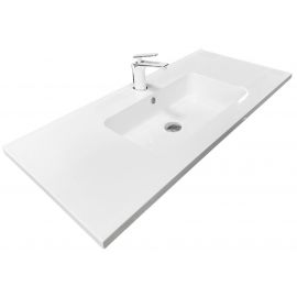 Раковина, умивальник Adamant FLATE, штучний камінь, прямокут., з отвором для змішувача, з отвором для переливу, 1000х450х140мм, накладний, білий