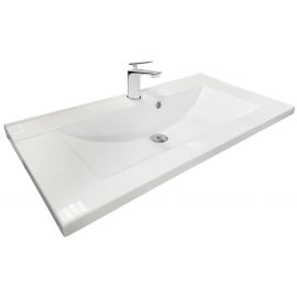 Раковина, умивальник Adamant QUANTO, штучний камінь, прямокут., з отвором для змішувача, з отвором для переливу, 900х447х140мм, накладний, білий