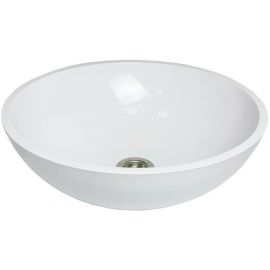 Раковина, умивальник Adamant KREIS, штучний камінь, кругла, без отвору для змішувача та переливу, 420х150мм, накладний, білий