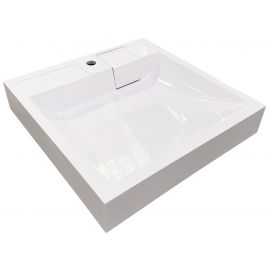Раковина, умивальник Adamant WASHER NEW, штучний камінь, прямокут., з отвором для змішувача, без переливу, 595х595х115мм, накладний, білий