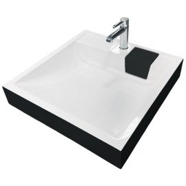 Раковина, умивальник Adamant WASHER NEW, штучний камінь, прямокут., з отвором для змішувача, без переливу, 595х595х115мм, накладний, чорно-білий