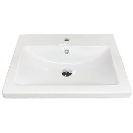Раковина, умивальник Adamant CERS, штучний камінь, прямокут., з отвором для змішувача, з отвором для переливу, 495x390x158мм, накладний, білий