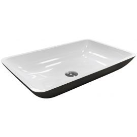 Раковина, умивальник Adamant LOWER, штучний камінь, прямокут., без отвору для змішувача та переливу, 560x360x100мм, накладний, чорно-білий