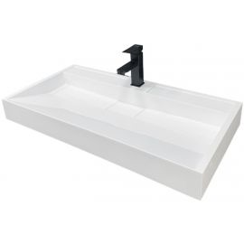 Раковина, умивальник Adamant VISION, штучний камінь, прямокут., з отвором для змішувача, без переливу, 900х455х110мм, накладний, білий