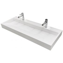 Раковина, умивальник Adamant VISION, штучний камінь, прямокут., з отвором для змішувача, без переливу, 1200х455х110мм, накладний, білий