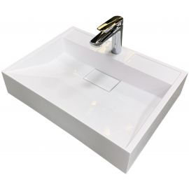 Раковина, умивальник Adamant VISION, штучний камінь, прямокут., з отвором для змішувача, без переливу, 500х380х110мм, накладний, білий